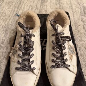 Golden Goose shearling sneakers - silver/white